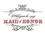 Front View Thumbnail - Mocha & Perfect Coral Will You Be My Maid of Honor Card - Vintage