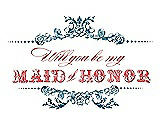 Front View Thumbnail - Mosaic & Perfect Coral Will You Be My Maid of Honor Card - Vintage