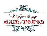 Front View Thumbnail - Niagara & Perfect Coral Will You Be My Maid of Honor Card - Vintage