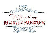 Front View Thumbnail - Pale Blue & Perfect Coral Will You Be My Maid of Honor Card - Vintage