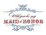 Front View Thumbnail - Periwinkle - PANTONE Serenity & Perfect Coral Will You Be My Maid of Honor Card - Vintage