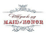Front View Thumbnail - Platinum & Perfect Coral Will You Be My Maid of Honor Card - Vintage