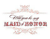 Front View Thumbnail - Primrose & Perfect Coral Will You Be My Maid of Honor Card - Vintage