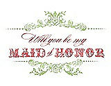 Front View Thumbnail - Pistachio & Perfect Coral Will You Be My Maid of Honor Card - Vintage