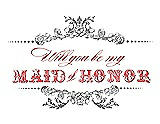 Front View Thumbnail - Quarry & Perfect Coral Will You Be My Maid of Honor Card - Vintage