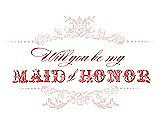 Front View Thumbnail - Rose Water & Perfect Coral Will You Be My Maid of Honor Card - Vintage