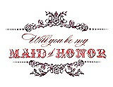 Front View Thumbnail - Ruby & Perfect Coral Will You Be My Maid of Honor Card - Vintage