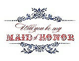 Front View Thumbnail - Sapphire & Perfect Coral Will You Be My Maid of Honor Card - Vintage