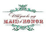 Front View Thumbnail - Shamrock & Perfect Coral Will You Be My Maid of Honor Card - Vintage
