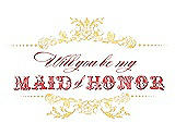 Front View Thumbnail - Sunflower & Perfect Coral Will You Be My Maid of Honor Card - Vintage