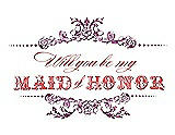 Front View Thumbnail - Sugar Plum & Perfect Coral Will You Be My Maid of Honor Card - Vintage