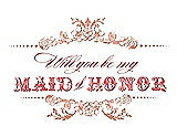 Front View Thumbnail - Tangerine & Perfect Coral Will You Be My Maid of Honor Card - Vintage