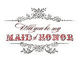 Front View Thumbnail - Taupe & Perfect Coral Will You Be My Maid of Honor Card - Vintage