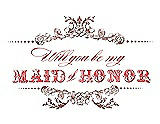 Front View Thumbnail - Toffee & Perfect Coral Will You Be My Maid of Honor Card - Vintage