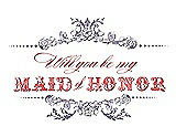 Front View Thumbnail - Wisteria & Perfect Coral Will You Be My Maid of Honor Card - Vintage
