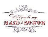 Front View Thumbnail - Wood Violet & Perfect Coral Will You Be My Maid of Honor Card - Vintage