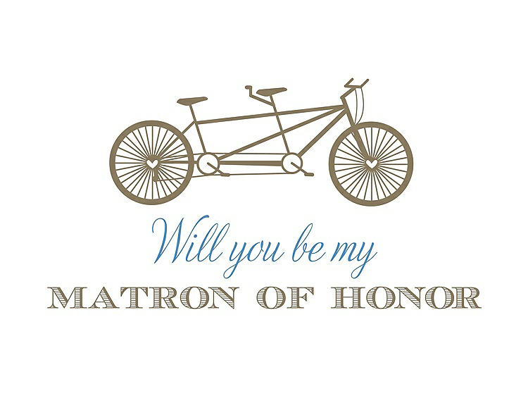 Front View - Antique Gold & Cornflower Will You Be My Matron of Honor Card - Bike