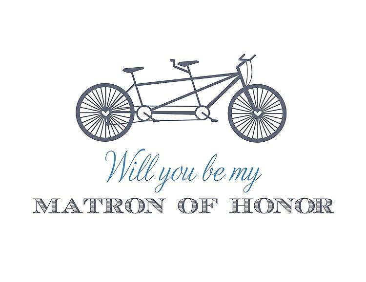 Front View - Blue Steel & Cornflower Will You Be My Matron of Honor Card - Bike
