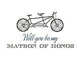 Front View Thumbnail - Charcoal Gray & Cornflower Will You Be My Matron of Honor Card - Bike