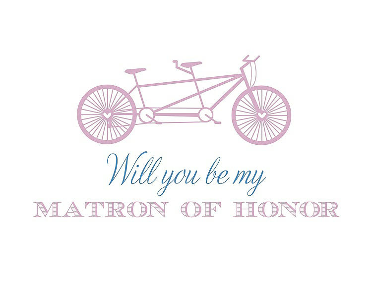 Front View - Hyacinth (iridescent Taffeta) & Cornflower Will You Be My Matron of Honor Card - Bike