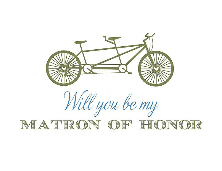 Front View - Olive & Cornflower Will You Be My Matron of Honor Card - Bike
