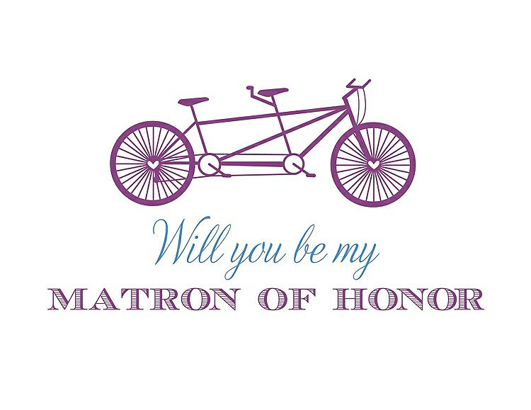 Front View - Orchid & Cornflower Will You Be My Matron of Honor Card - Bike