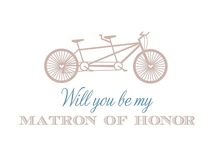 Front View - Pearl Pink & Cornflower Will You Be My Matron of Honor Card - Bike