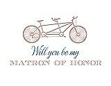 Front View Thumbnail - Pearl Pink & Cornflower Will You Be My Matron of Honor Card - Bike