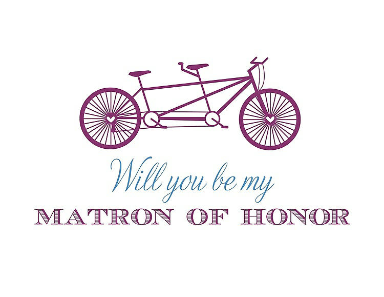 Front View - Persian Plum & Cornflower Will You Be My Matron of Honor Card - Bike