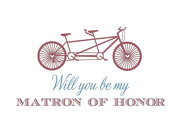 Front View - Spanish Rose & Cornflower Will You Be My Matron of Honor Card - Bike