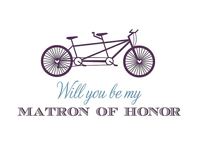 Front View - African Violet & Cornflower Will You Be My Matron of Honor Card - Bike