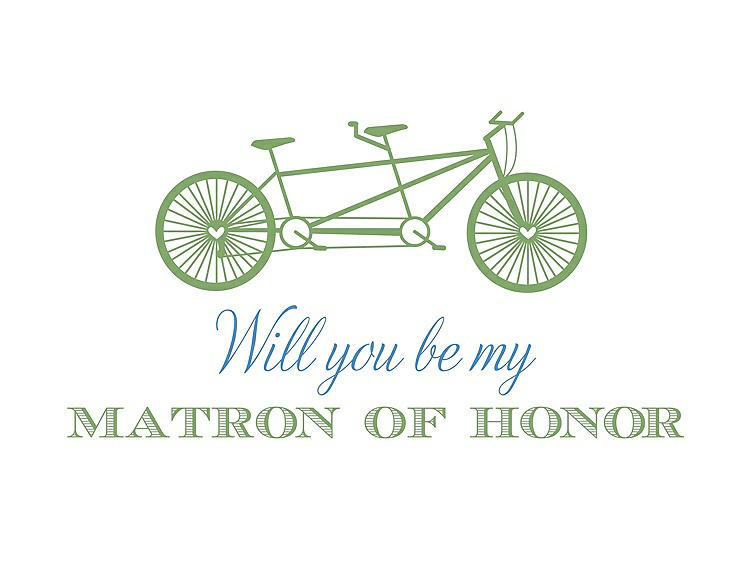 Front View - Apple Slice & Cornflower Will You Be My Matron of Honor Card - Bike