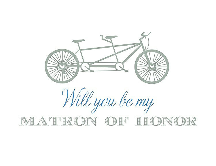 Front View - Celadon & Cornflower Will You Be My Matron of Honor Card - Bike