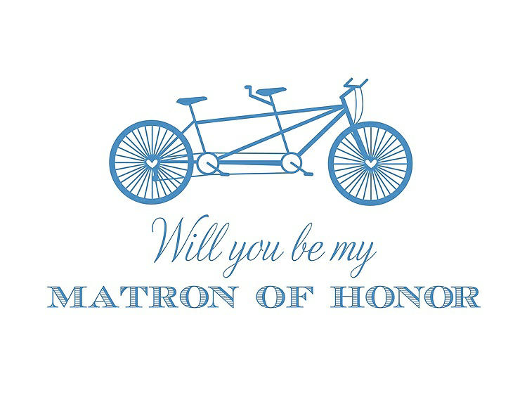 Front View - Cornflower & Cornflower Will You Be My Matron of Honor Card - Bike