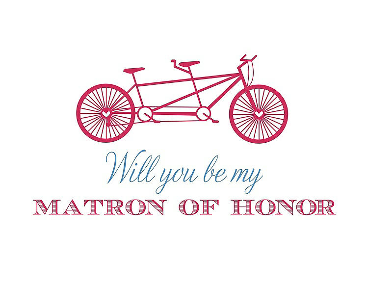 Front View - Pantone Honeysuckle & Cornflower Will You Be My Matron of Honor Card - Bike