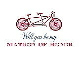 Front View Thumbnail - Pantone Honeysuckle & Cornflower Will You Be My Matron of Honor Card - Bike