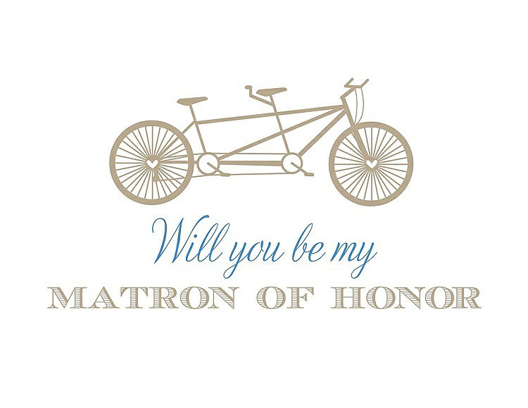 Front View - Champagne & Cornflower Will You Be My Matron of Honor Card - Bike