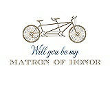 Front View Thumbnail - Champagne & Cornflower Will You Be My Matron of Honor Card - Bike
