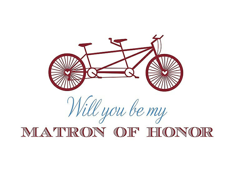 Front View - Claret & Cornflower Will You Be My Matron of Honor Card - Bike