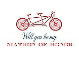 Front View Thumbnail - Coral & Cornflower Will You Be My Matron of Honor Card - Bike