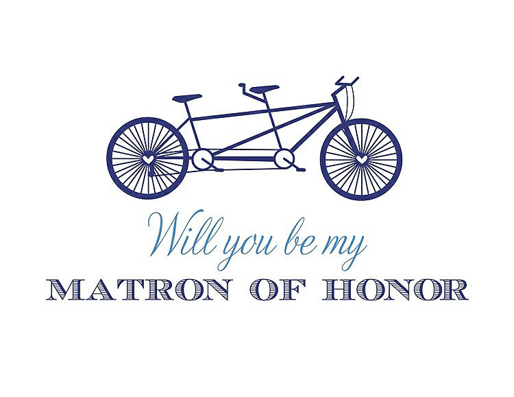 Front View - Electric Blue & Cornflower Will You Be My Matron of Honor Card - Bike