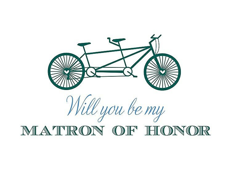 Front View - Emerald & Cornflower Will You Be My Matron of Honor Card - Bike