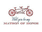 Front View Thumbnail - Perfect Coral & Cornflower Will You Be My Matron of Honor Card - Bike