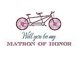 Front View Thumbnail - Fuchsia & Cornflower Will You Be My Matron of Honor Card - Bike