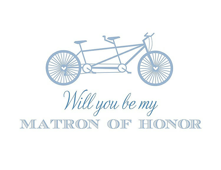 Front View - Ice Blue & Cornflower Will You Be My Matron of Honor Card - Bike