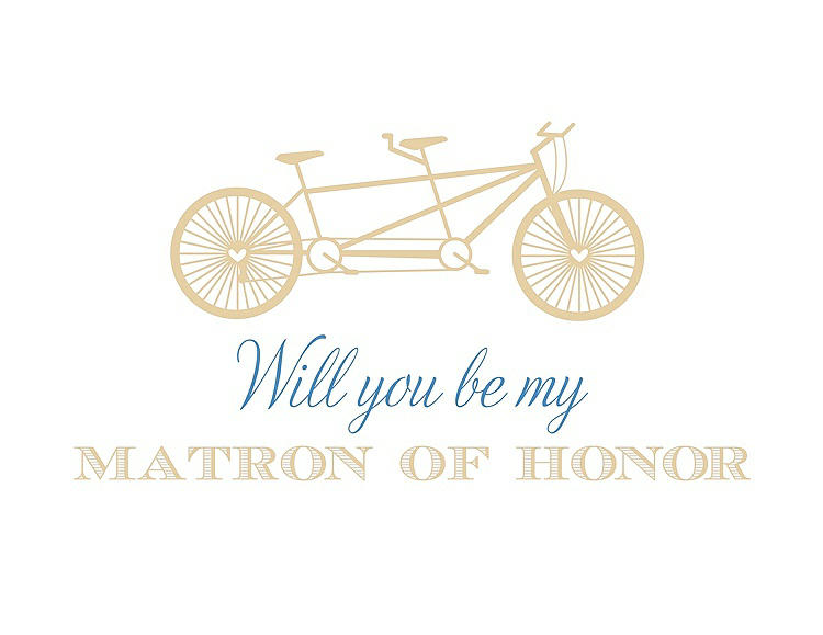 Front View - Ice Yellow & Cornflower Will You Be My Matron of Honor Card - Bike