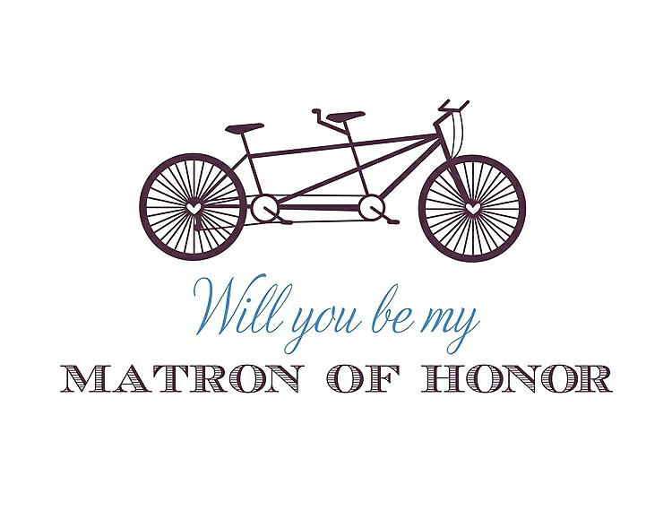 Front View - Italian Plum & Cornflower Will You Be My Matron of Honor Card - Bike