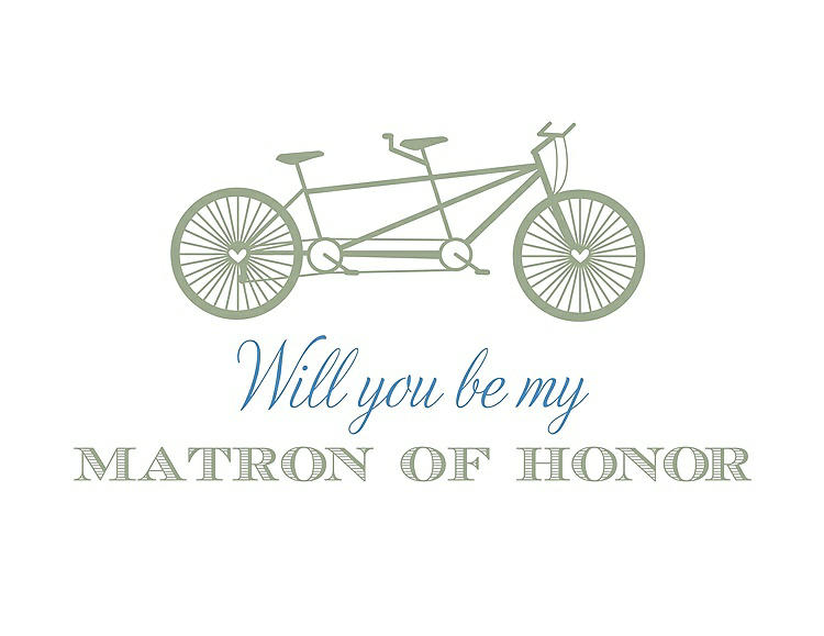 Front View - Kiwi & Cornflower Will You Be My Matron of Honor Card - Bike