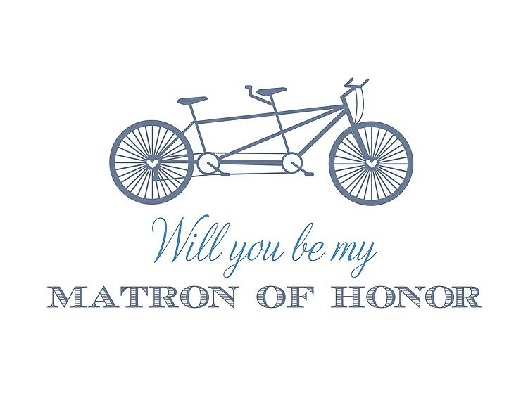 Front View - Larkspur Blue & Cornflower Will You Be My Matron of Honor Card - Bike