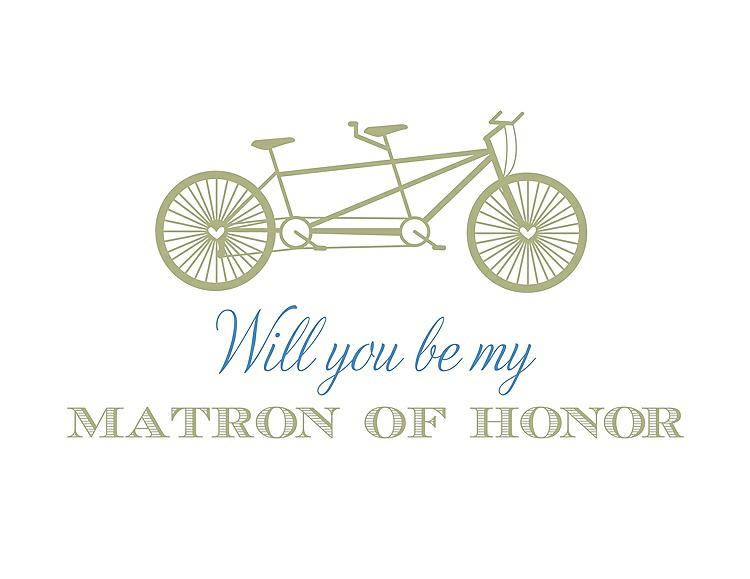 Front View - Mint & Cornflower Will You Be My Matron of Honor Card - Bike